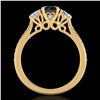 Image 3 : 1.67 ctw Fancy Black Diamond Art Deco 3 Stone Ring 18k Yellow Gold - REF-156F4M