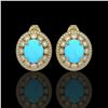 Image 1 : 9.21 ctw Turquoise & Diamond Victorian Earrings 14K Yellow Gold - REF-266A4N