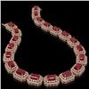 Image 2 : 137.65 ctw Certified Ruby & Diamond Victorian Necklace 14K Rose Gold - REF-2875W6H