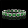 Image 1 : 25.36 ctw Jade & Diamond Micro Pave Halo Bracelet 10k White Gold - REF-345H5R