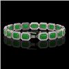 Image 2 : 25.36 ctw Jade & Diamond Micro Pave Halo Bracelet 10k White Gold - REF-345H5R