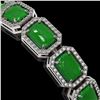 Image 3 : 25.36 ctw Jade & Diamond Micro Pave Halo Bracelet 10k White Gold - REF-345H5R