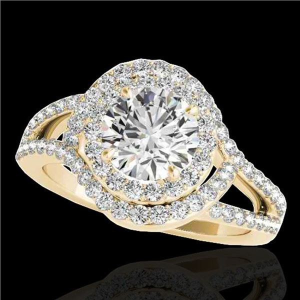 1.9 ctw Certified Diamond Solitaire Halo Ring 10k Yellow Gold - REF-218A2N