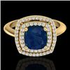 Image 1 : 2.52 ctw Sapphire & Micro VS/SI Diamond Pave Ring 18k Yellow Gold - REF-77X3A