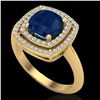Image 2 : 2.52 ctw Sapphire & Micro VS/SI Diamond Pave Ring 18k Yellow Gold - REF-77X3A