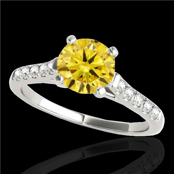 1.45 ctw Certified SI/I Fancy Intense Yellow Diamond Ring 10k White Gold - REF-231G8W