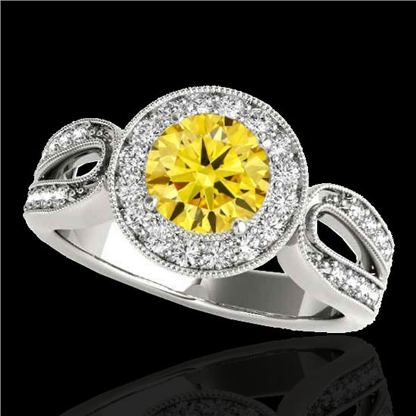 1.4 ctw Certified SI/I Fancy Intense Yellow Diamond Ring 10k White Gold - REF-204K5Y