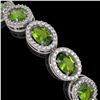 Image 3 : 13.87 ctw Peridot & Diamond Micro Pave Halo Bracelet 10k White Gold - REF-263M6G