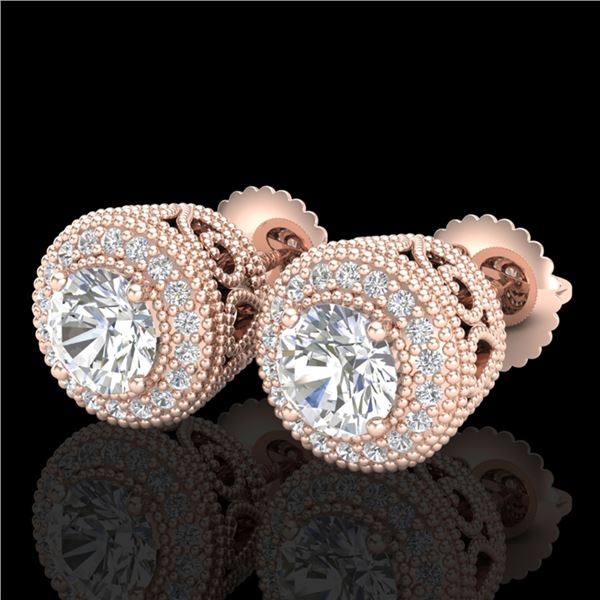 1.55 ctw VS/SI Diamond Solitaire Art Deco Stud Earrings 18k Rose Gold - REF-259N3F