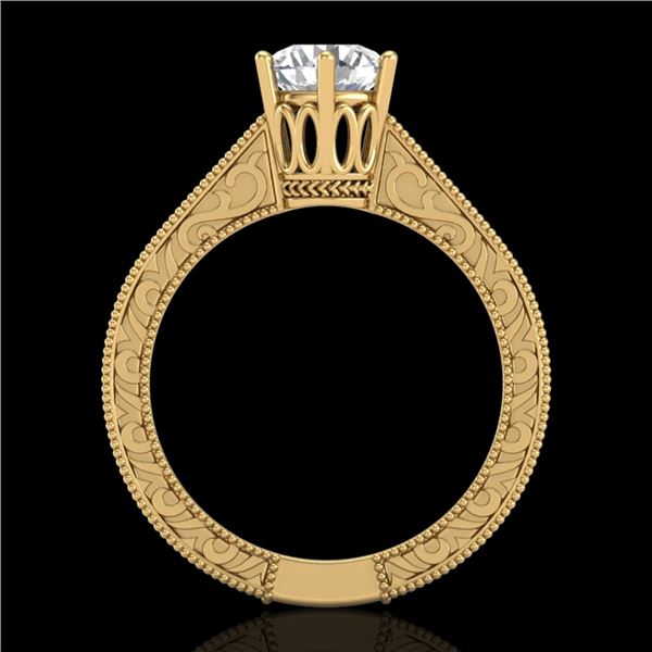 1 ctw VS/SI Diamond Solitaire Art Deco Ring 18k Yellow Gold - REF-330R2K