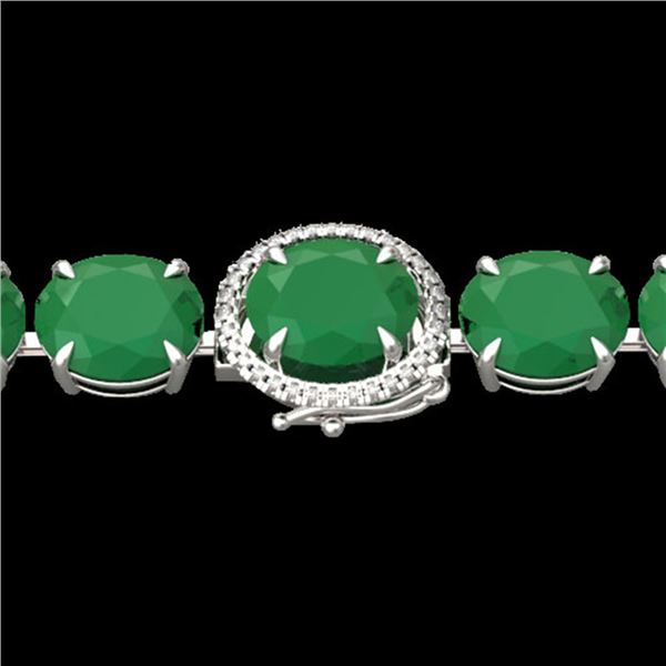 76 ctw Emerald & Micro VS/SI Diamond Bracelet 14k White Gold - REF-709X3A