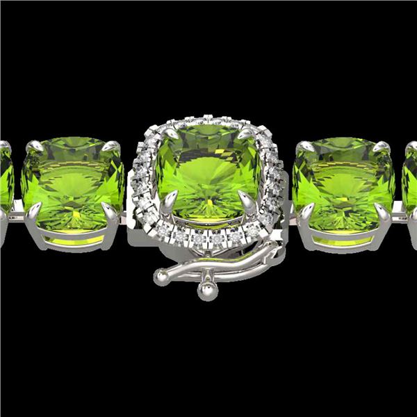 40 ctw Peridot & Micro VS/SI Diamond Bracelet 14k White Gold - REF-259X8A