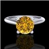 Image 2 : 1.36 ctw Intense Fancy Yellow Diamond Art Deco Ring 18k White Gold - REF-238N6F