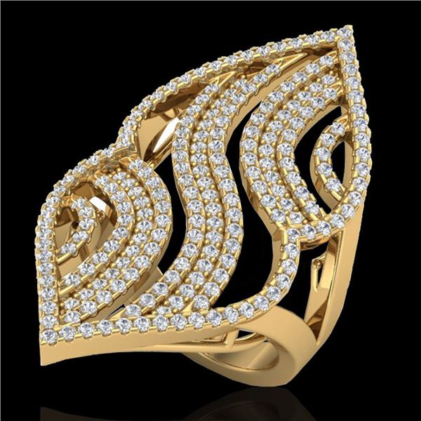 2 ctw Micro Pave VS/SI Diamond Designer Ring 14k Yellow Gold - REF-180G9W