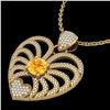 Image 2 : 3 ctw Citrine With Micro Pave Diamond Heart Necklace 14k Yellow Gold - REF-127Y3X