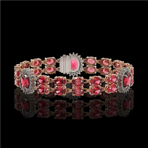 17.79 ctw Tourmaline & Diamond Bracelet 14K Rose Gold - REF-290G5W