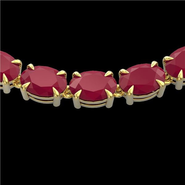 68 ctw Ruby Eternity Designer Necklace 14k Yellow Gold - REF-327A3N