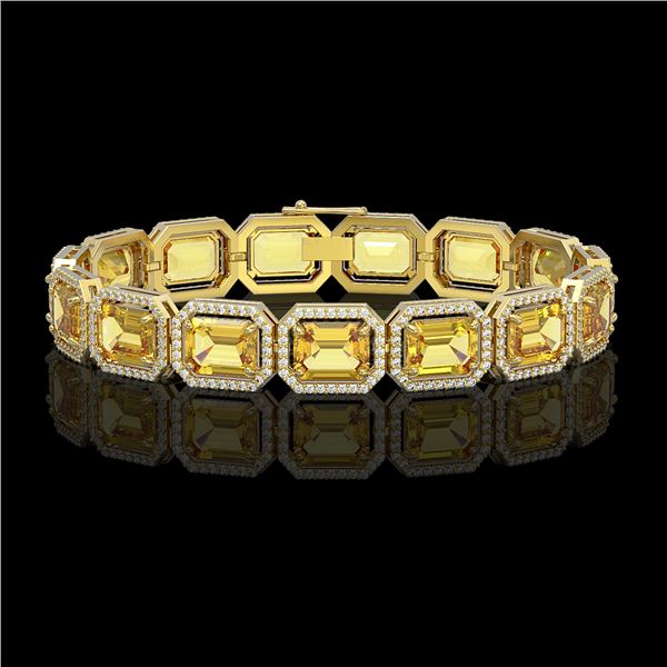 34.91 ctw Fancy Citrine & Diamond Micro Pave Halo Bracelet 10k Yellow Gold - REF-336A4N