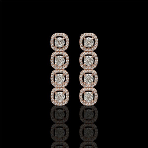 3.84 ctw Cushion Cut Diamond Micro Pave Earrings 18K Rose Gold - REF-337R5K