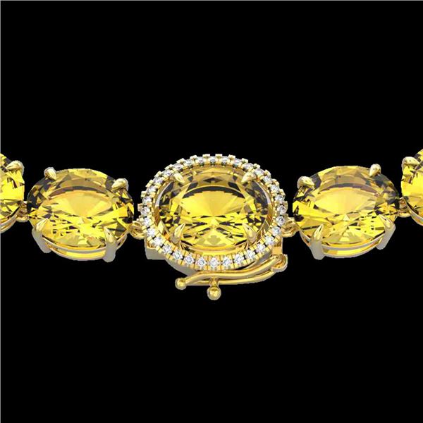 175 ctw Citrine & VS/SI Diamond Halo Micro Necklace 14k Yellow Gold - REF-483G6W