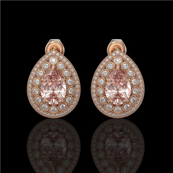 7.94 ctw Morganite & Diamond Victorian Earrings 14K Rose Gold - REF-339A5N