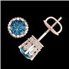 Image 3 : 3 ctw Fancy Intense Blue Diamond Art Deco Earrings 18k Rose Gold - REF-349W3H