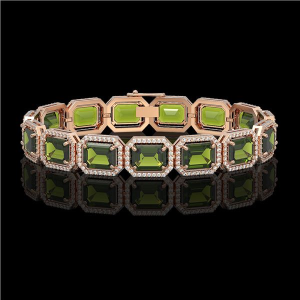 36.51 ctw Tourmaline & Diamond Micro Pave Halo Bracelet 10k Rose Gold - REF-477M3G