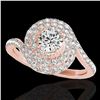 Image 1 : 2.11 ctw Certified Diamond Solitaire Halo Ring 10k Rose Gold - REF-259G3W