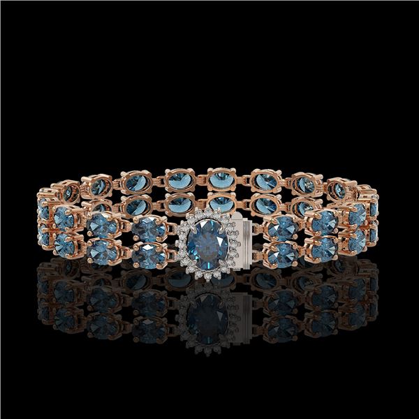 29.22 ctw London Topaz & Diamond Bracelet 14K Rose Gold - REF-218M2G