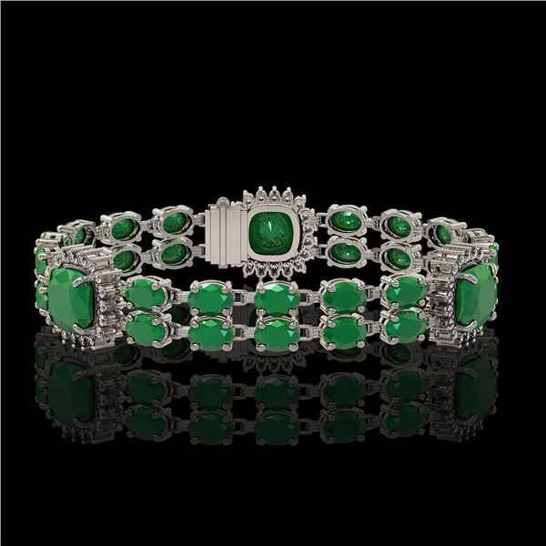 21.83 ctw Emerald & Diamond Bracelet 14K White Gold - REF-294A4N