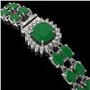 Image 3 : 21.83 ctw Emerald & Diamond Bracelet 14K White Gold - REF-294A4N