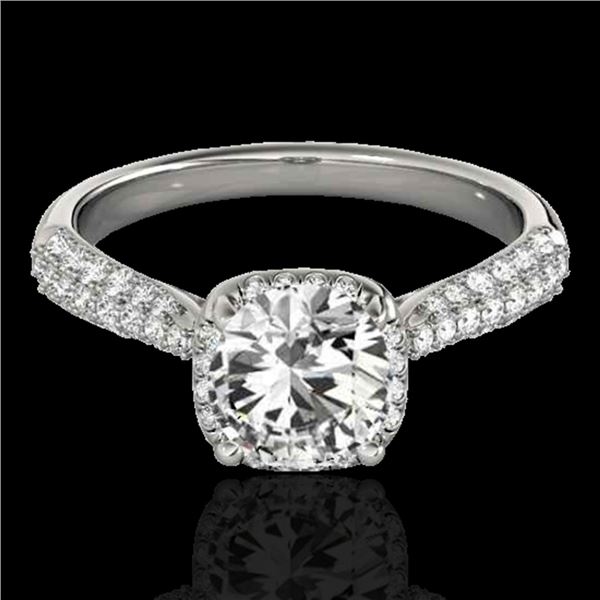 1.50 ctw Certified Diamond Solitaire Halo Ring 10k White Gold - REF-204G5W