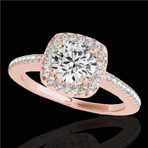 1.25 ctw Certified Diamond Solitaire Halo Ring 10k Rose Gold - REF-190M9G