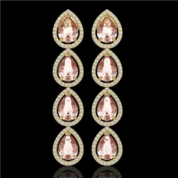 10.4 ctw Morganite & Diamond Micro Pave Halo Earrings 10k Yellow Gold - REF-259F3M