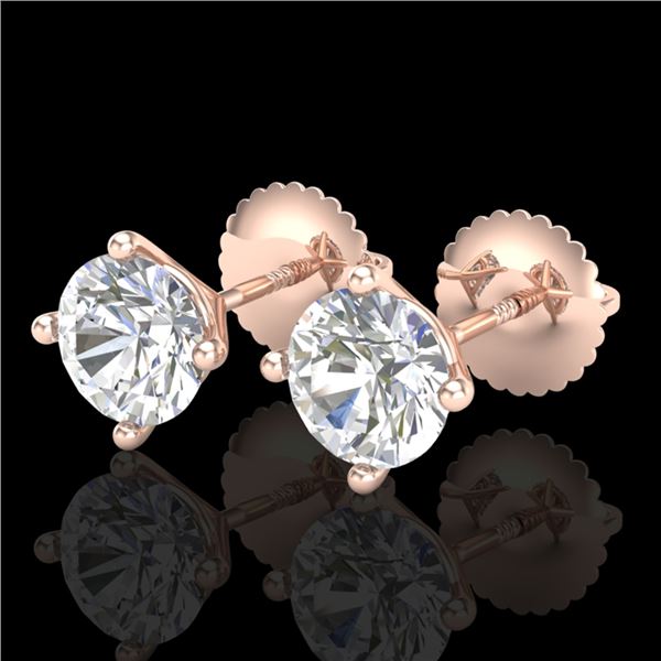 1.5 ctw VS/SI Diamond Solitaire Art Deco Stud Earrings 18k Rose Gold - REF-208H6R