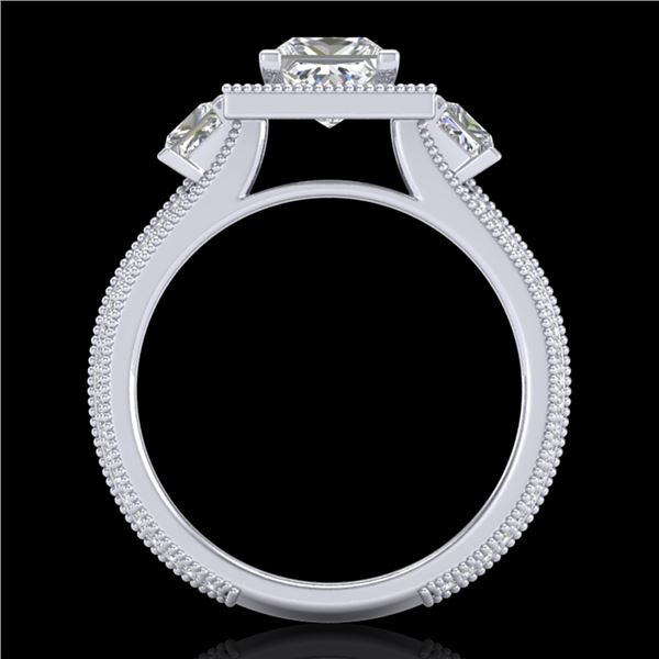 2.5 ctw Princess VS/SI Diamond Micro Pave 3 Stone Ring 18k White Gold - REF-527R3K