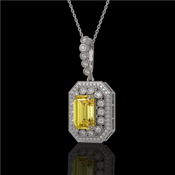 5.82 ctw Canary Citrine & Diamond Victorian Necklace 14K White Gold - REF-172H8R