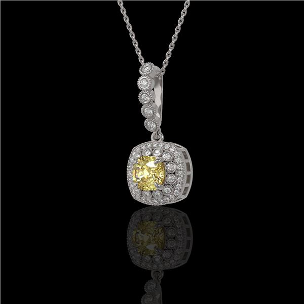 1.95 ctw Canary Citrine & Diamond Victorian Necklace 14K White Gold - REF-69Y6X