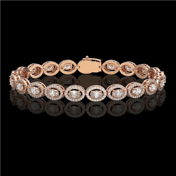 8.06 ctw Oval Cut Diamond Micro Pave Bracelet 18K Rose Gold - REF-699F3M