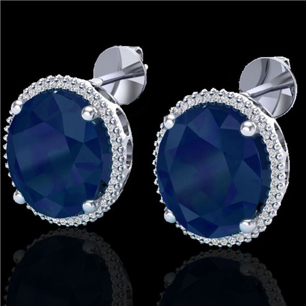 25 ctw Sapphire & Micro Pave VS/SI Diamond Earrings 18k White Gold - REF-200N2F