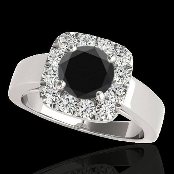 1.55 ctw Certified VS Black Diamond Solitaire Halo Ring 10k White Gold - REF-57M3G