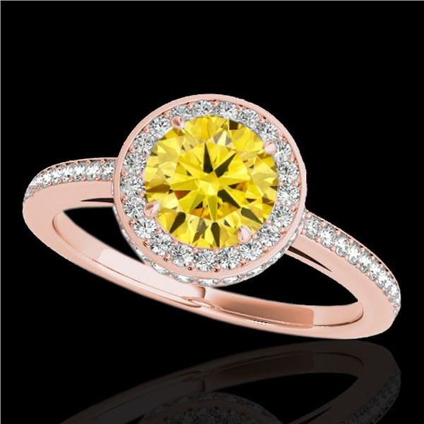 1.55 ctw Certified SI/I Fancy Intense Yellow Diamond Ring 10k Rose Gold - REF-197F8M