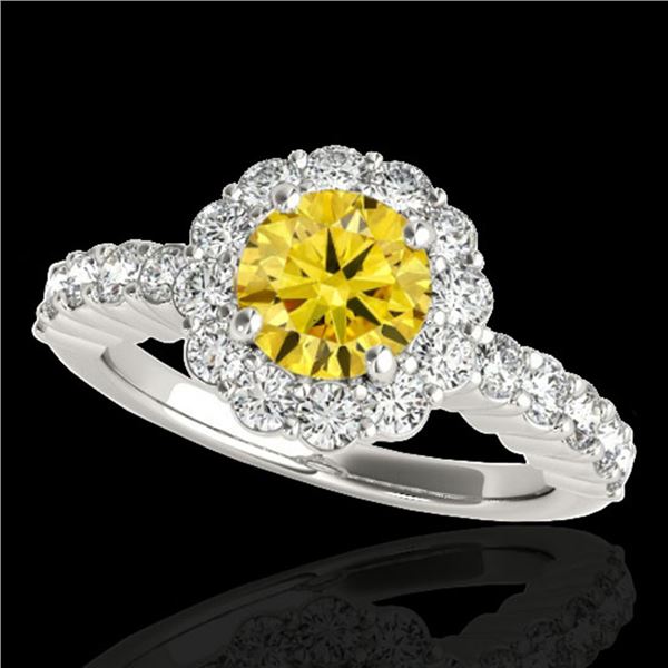 1.75 ctw Certified SI/I Fancy Intense Yellow Diamond Ring 10k White Gold - REF-211X4A