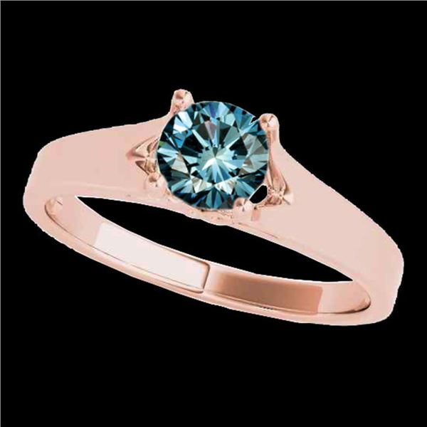 1.5 ctw SI Certified Fancy Blue Diamond Solitaire Ring 10k Rose Gold - REF-225X2A