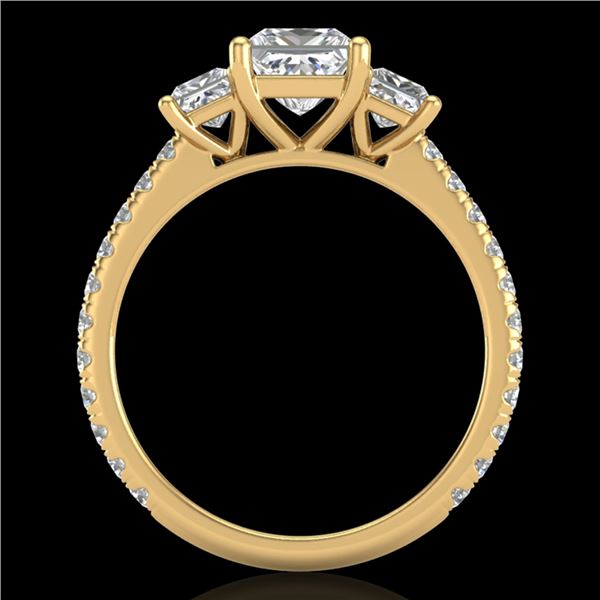 2.14 ctw Princess VS/SI Diamond Art Deco 3 Stone Ring 18k Yellow Gold - REF-454A5N