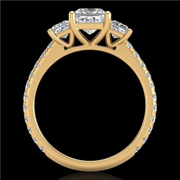 2.14 ctw Princess VS/SI Diamond Art Deco 3 Stone Ring 18k Yellow Gold - REF-454A5N