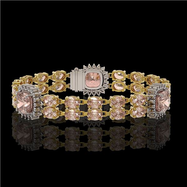 18.59 ctw Morganite & Diamond Bracelet 14K Yellow Gold - REF-331A8N