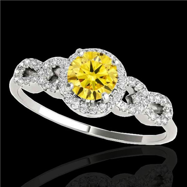 1.33 ctw Certified SI/I Fancy Intense Yellow Diamond Ring 10k White Gold - REF-190M9G