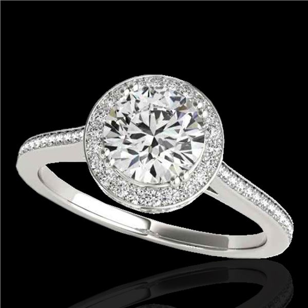 1.55 ctw Certified Diamond Solitaire Halo Ring 10k White Gold - REF-204N5F