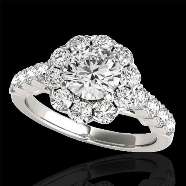 2.35 ctw Certified Diamond Solitaire Halo Ring 10k White Gold - REF-252K3Y